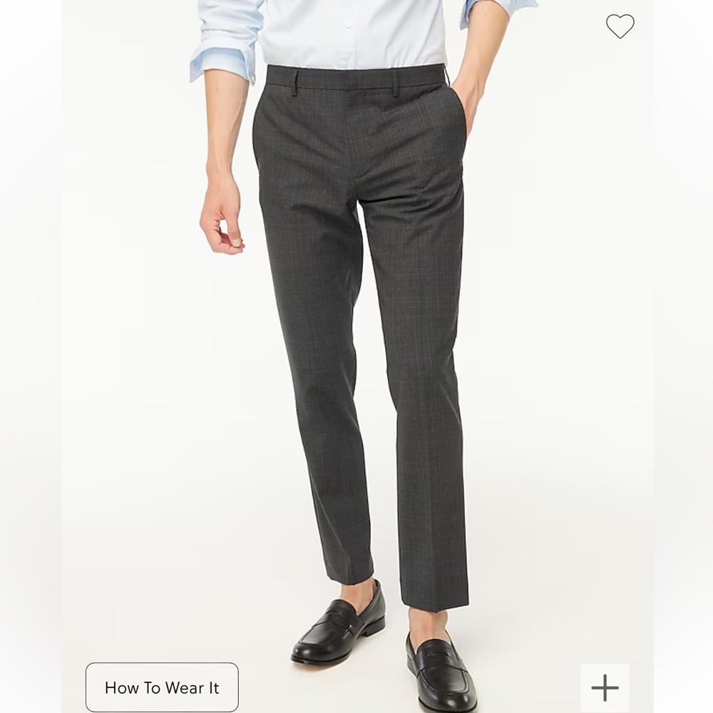 J CREW Thompson Wool Blend Pant in Gray Blue Glen Plaid Size 34 $168